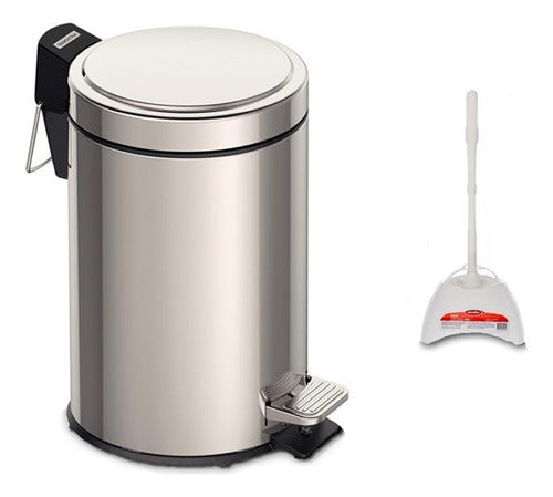 Tramontina Stainless Steel Trash Can Kit 3L + Condor Bathroom Brush 0