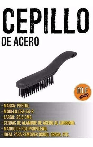 Cepillo De Acero Mango Plastico Pretul Cea-54-p Oxido Mf Sho 1