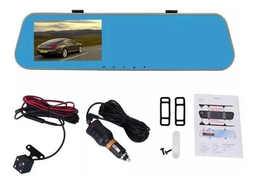 Espejo Retrovisor Auto Dual Camara Grabadora Trasera Full Hd 3