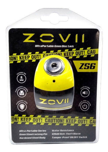 Traba Disco Zovii Con Alarma Amarillo Perno 6mm Hanex Um 3