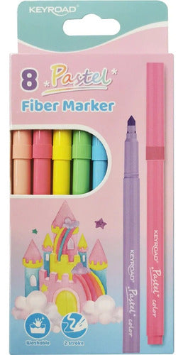 Keyroad Fiber Marker Pastel X8 0