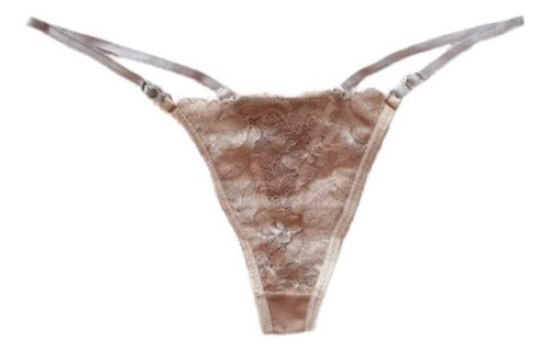 Colaless Lace Thong Lingerie with Rhinestones and Tul for Women 0