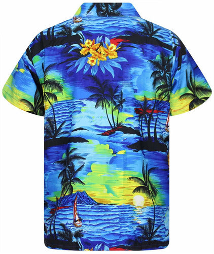 V.H.O. Funky Hawaiian Shirt, Shortsleeve, Surf, Blue, XS 2