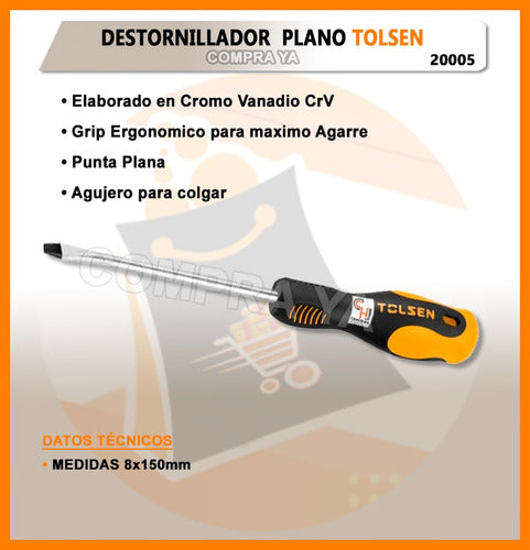 Tolsen Professional Flat Screwdriver 8x150mm 1