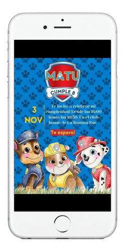 Invitación Cumpleaños Tarjeta Digital Paw Patrol Sky Everest 4