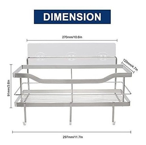 Estante De Ducha Acero Inox Adhesivo Plateado 7