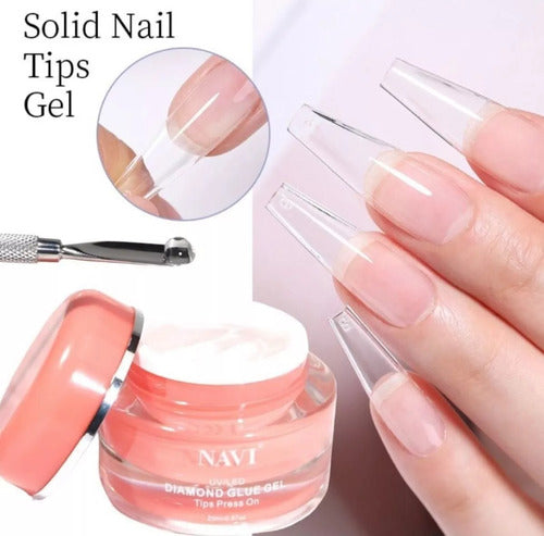 Adhesivo Gel Uv Sólido Para Tips Soft Gel Navi Diamond 20ml 1