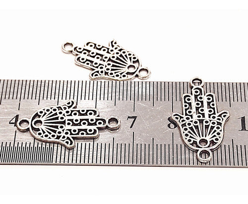 10 Metal Hand of Fatima Hamsa Connectors Jewelry Making Supplies 2