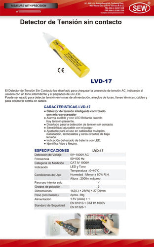 Sew Detector De Tension LVD17 Sin Contacto 5V-1000V Ajustable 1