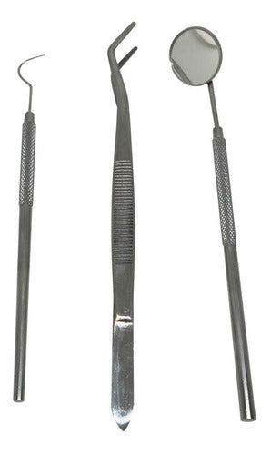 PS Triada Dental Odonto Mirror + Handle + Explorer + Cotton Forceps - Wholesale 0