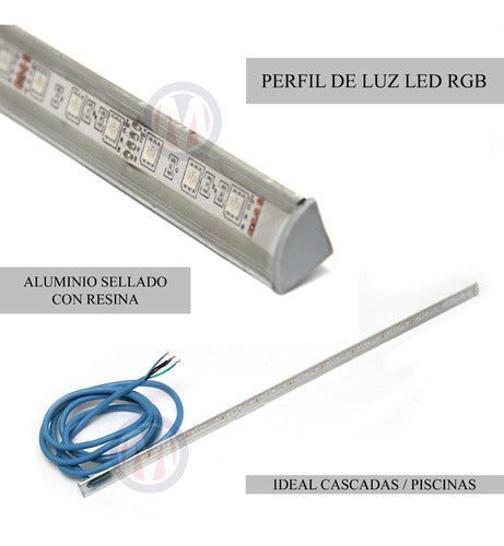 LED RGB 1m Rigid Aluminium Profile for Pool Waterfalls 2