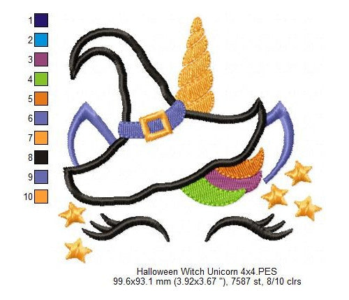 Elma Matrizes Matrix for Embroidery Machine Halloween Unicorn Witch 4535 1