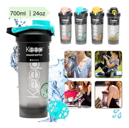 Keep Botella Shaker 700 Ml Con Mezclador Para Batido Fit Gym 1