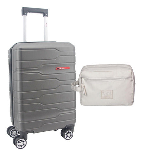 LSD Gray 20-Inch Cabin Suitcase + Wanderlust Toiletry Bag Set 0