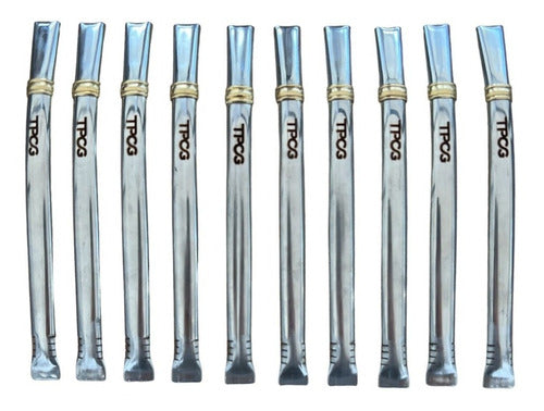 Personalized Stainless Steel Mate Straws x10 - Customized with Your Company Logo - Ideal Corporate Gift - Bombillas Acero Personalizadas X10 Logo Empresa Regalo.