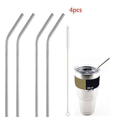 Yeti 4pcs Stainless Steel Drinking Straws + Cleaner for 30oz Rambler 5