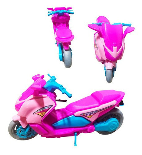 Moto Rosa De Brinquedo Manual Scott Para Boneca Motocicleta 0