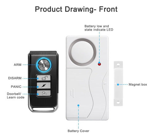 Alarmas De Seguridad De Puertas Y Ventanas Con Control Remot 3