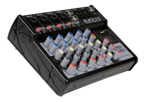 Consola Mixer Tecshow Bt Black Ii 6 Graba Reproduce Usb 0