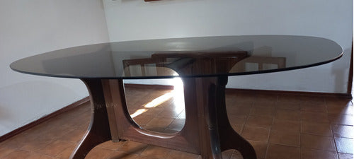 Mesa De Vidrio Ovalada Usada En Excelente Condiciones 1