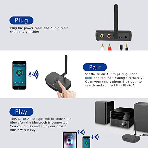 Besign Be-rca Adaptador De Audio Bluetooth De Largo Alcance, 2