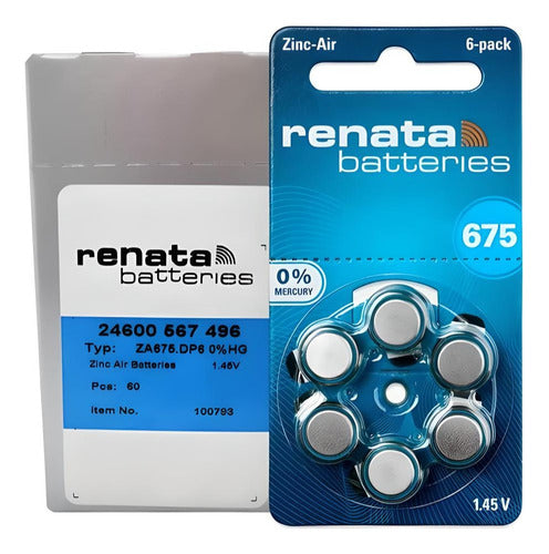 Renata Hearing Aid Batteries 675 PR44 Audiology X 60 Units 1