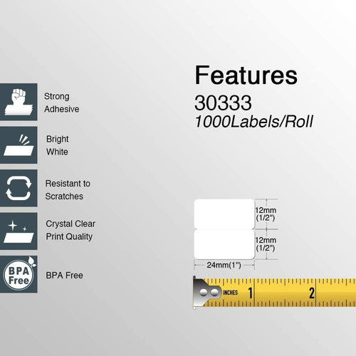 Rollo Etiquetas Compatibles Con Dymo Clw30333 13x25mm X1000 1