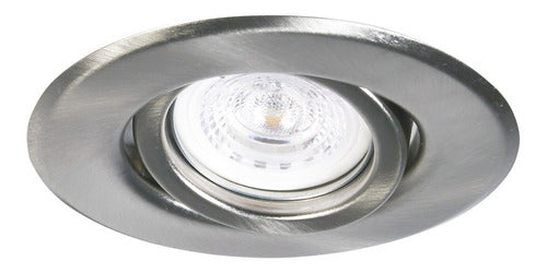 Spot Recessed Circular Silver + 6w LED Dichroic Gu10 Socket 5