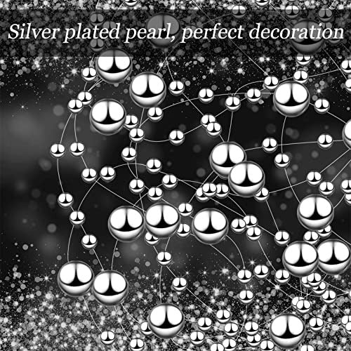 24 Pieces Artificial Pearl String for Floating Candles Silver 2