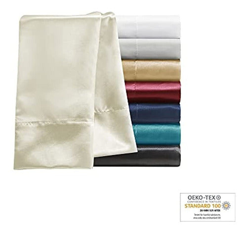 Madison Park Essentials Teal Satin Pillowcase Set - Anti-Wrinkle 3