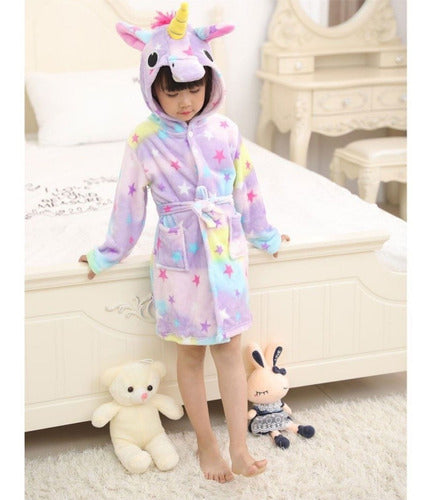 Children's Unicorn Plush Flannel Pajama Bathrobe ® Rainbow Star Unicorns 3