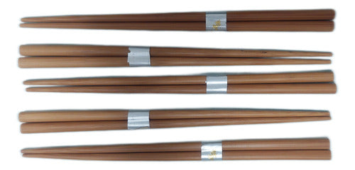 Set 5 Pares Palitos Chinos Sushi Chopsticks Bambú 0