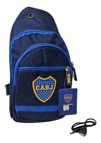 Quemoda Morral Bandolera Boca Juniors Bolso Cruzado USB Oficial 0