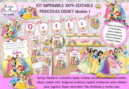 Burbujitas Kit Imprimible Princesas Disney Modelo 1 100% Editable 1