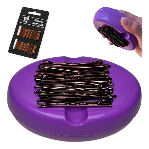 Soporte Magnetico Para Clips De Pelo Invisibles Violeta 0