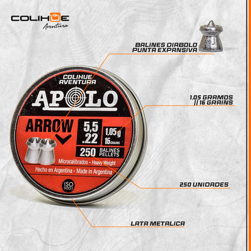 Balines Apolo Arrow Cal 5,5mm - 16gr  Lata X250 1