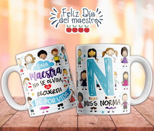 Plantillas Tazas Dia Del Maestro Iniciales Sublimar #t113 7