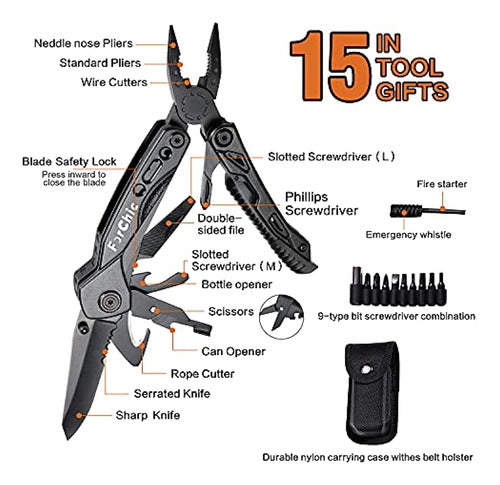 Alicates Multiherramienta 15 En 1, Encendedor De Fuego, Silb 1