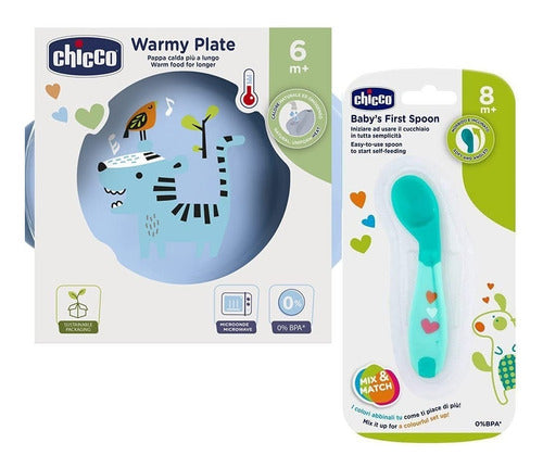 Chicco Baby Feeding Combo: Thermal Plate + Angled Spoon 3