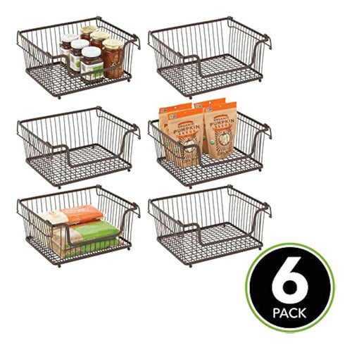 mDesign Wire Basket - Multi-Purpose Organizer Basket with Adjustable Handles 1