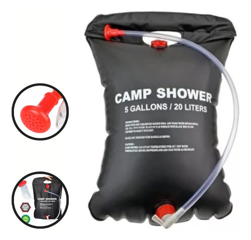 Ducha Camping Bolsa 20 Litros Chuveiro Portatil Agua Quente 0