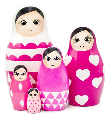 AEVVV Pink Russian Nesting Dolls Set of 5 for Room and Christmas 0