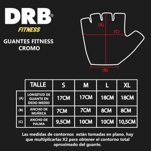 DRB Guantes Gym Fitness Cromo Unisex Gimnasio Entrenamiento 2