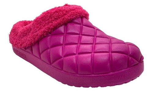 Faraon Pantufla Zueco Hornito Corderito Mujer Fucsia 1