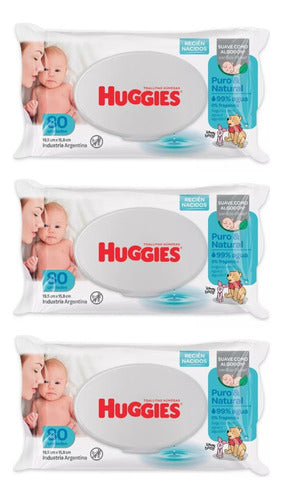 Huggies 3 Puro Y Natural Moist Wipes 0m+ X 80 Units 0