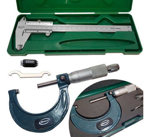 Wembley Combo Micrometer 25 50 Mm + Mechanical Caliper 0 150 Mm 0