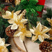 Dr.Dudu Elegant Faux Evergreen Sprigs - Gold & Silver Flower Ornaments (6 Pcs) 3