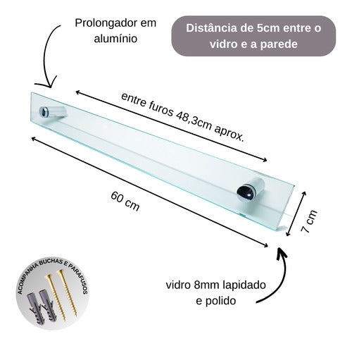 Kit De Acessórios P/ Banheiro 7 Pçs Em Vidro Incolor 6