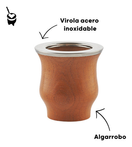 Premium Algarrobo Mate with Stainless Steel Virola + Laser Engraving and Straw 2