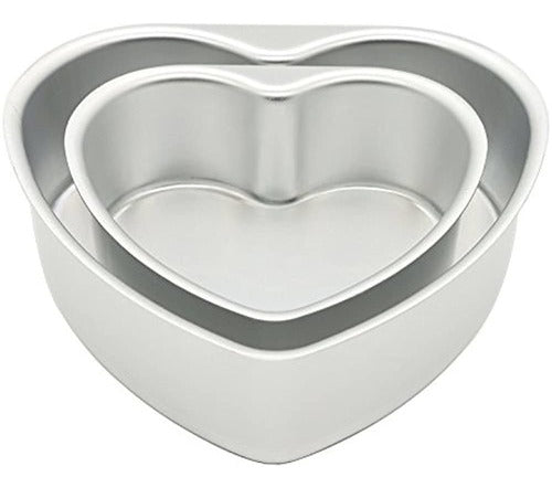 LepoHome 2 Pieces Aluminum Heart Shaped Baking Pan Set 0